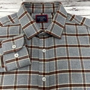 UNTUCKit Edmeades Slim Fit Button-Up Flannel Shirt Gray Men's Size Medium EUC